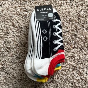 K. Bell Women's Low Show Sneaker Socks - Black, White, Red
